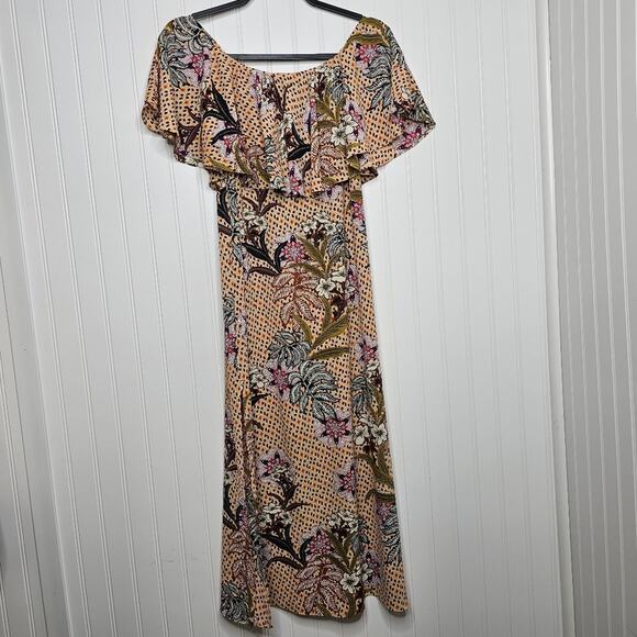 ZARA Floral Off The Shoulder Midi Dress Size XS Beach Vacation Casual Date Night - Picture 7 of 7